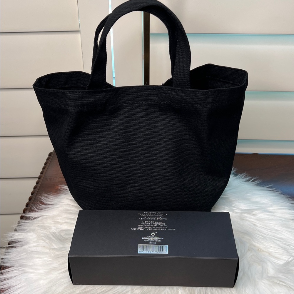 PRADA Beauty L'HOMME Milano L'EAU Black Mini Tote Canvas Bag Box PRADA Logo NWOT - Picture 13 of 17